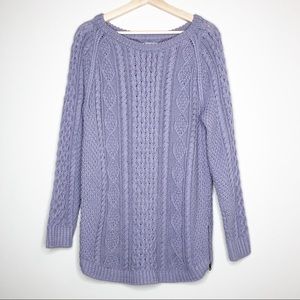 LL Bean Women's Signature Cotton Fisherman Tunic Sweater Lavender Small